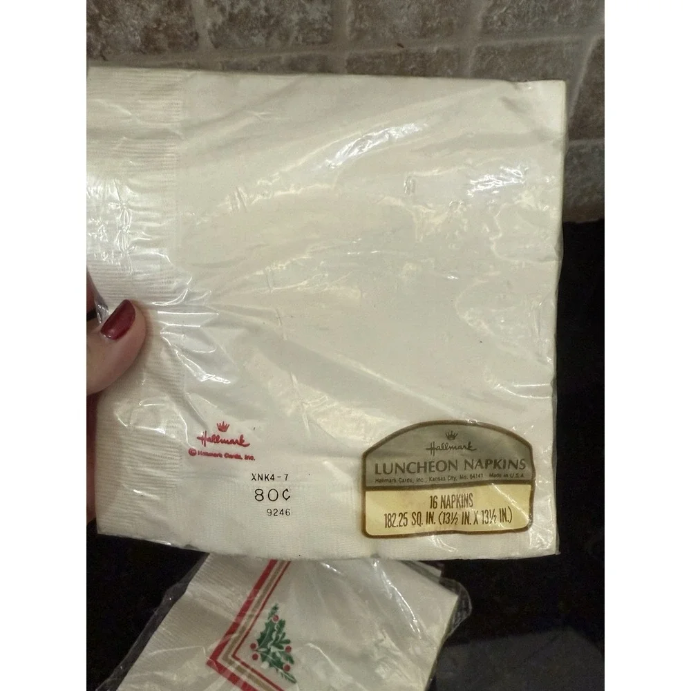 Vintage Christmas Paper Napkins Lot NOS Sealed Santa Poinsettia‎ Hallmark